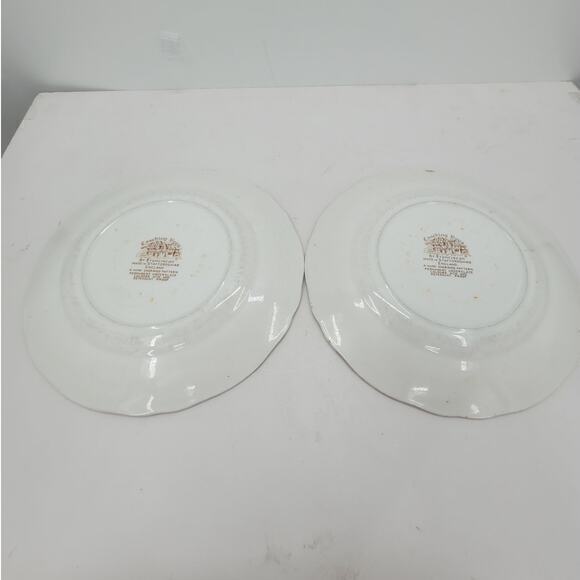 Franciscan Transferware Coaching Days Staffordshire 2 Vintage Dinner Plates - Picture 3 of 9